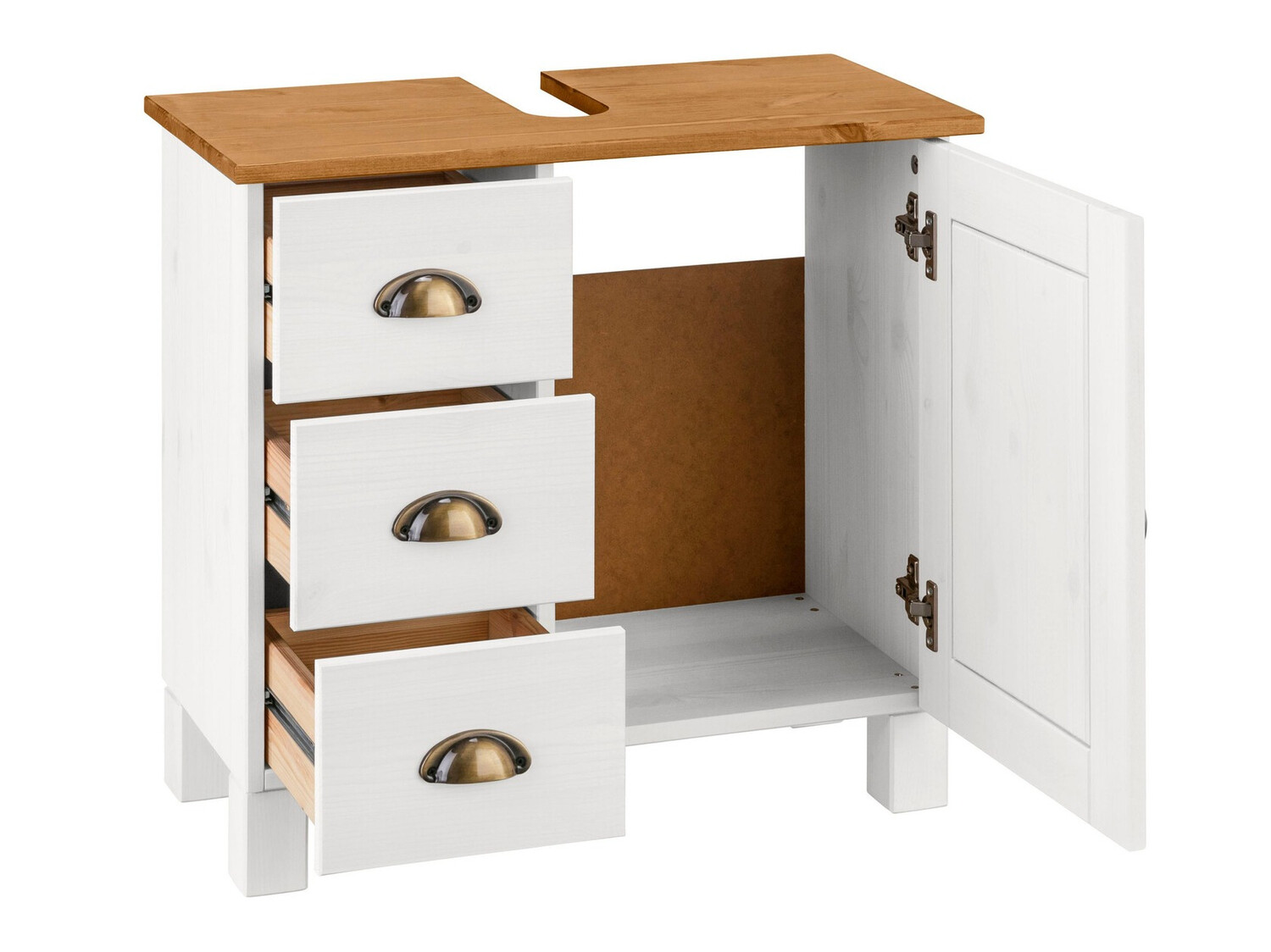 Vannitoa põrandakapp kraanikausile Serelbu 101 (Valge + Helepruun)