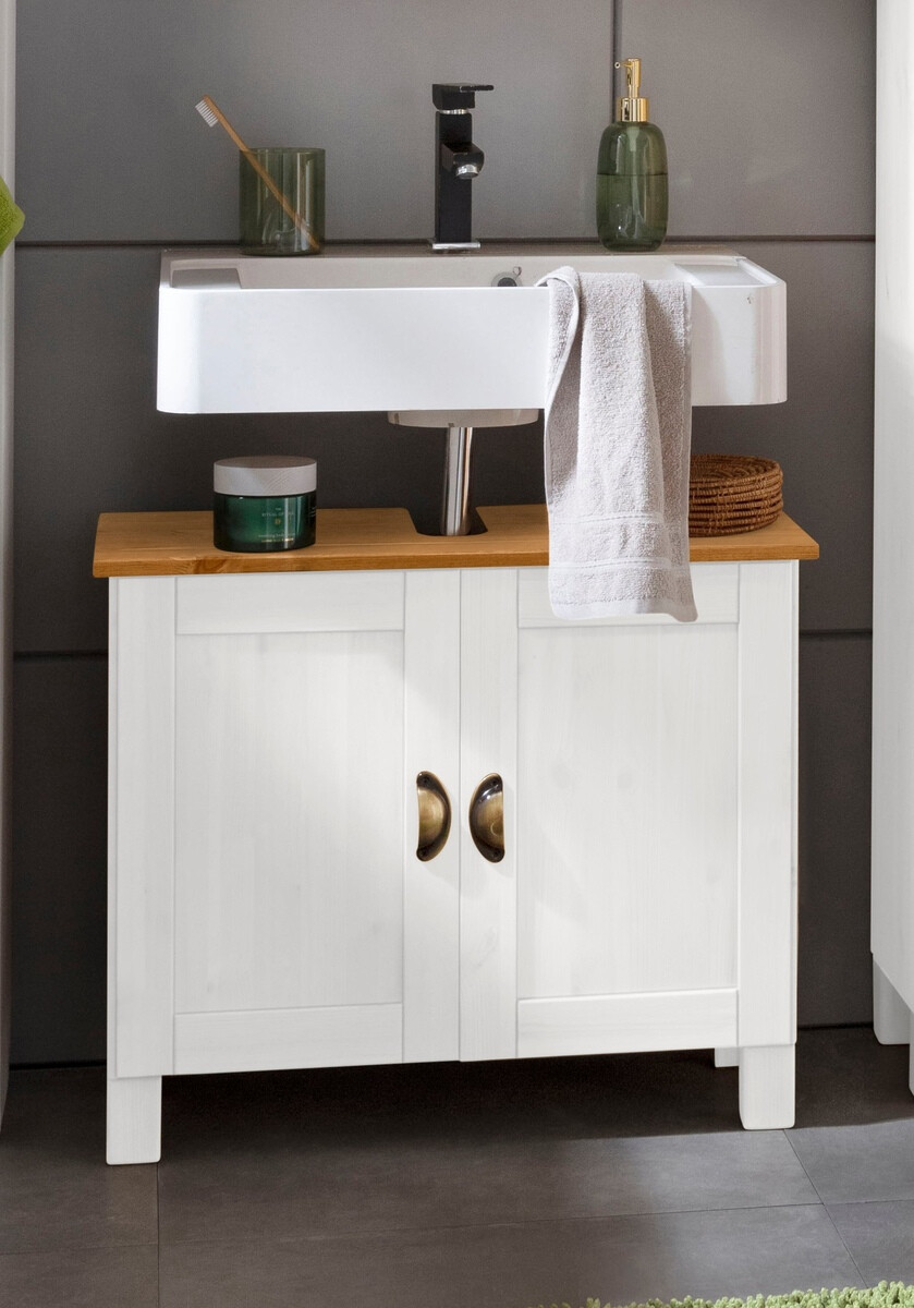 Vannitoa põrandakapp kraanikausile Serelbu 103 (Valge + Helepruun)