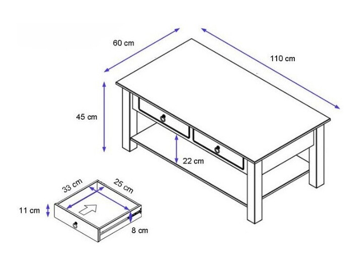 Diivanilaud Denton 120 (Valge + Hall tamm)
