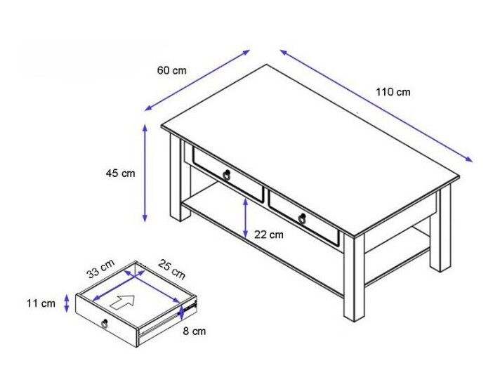 Diivanilaud Denton 120 (Valge + Mee tamm)