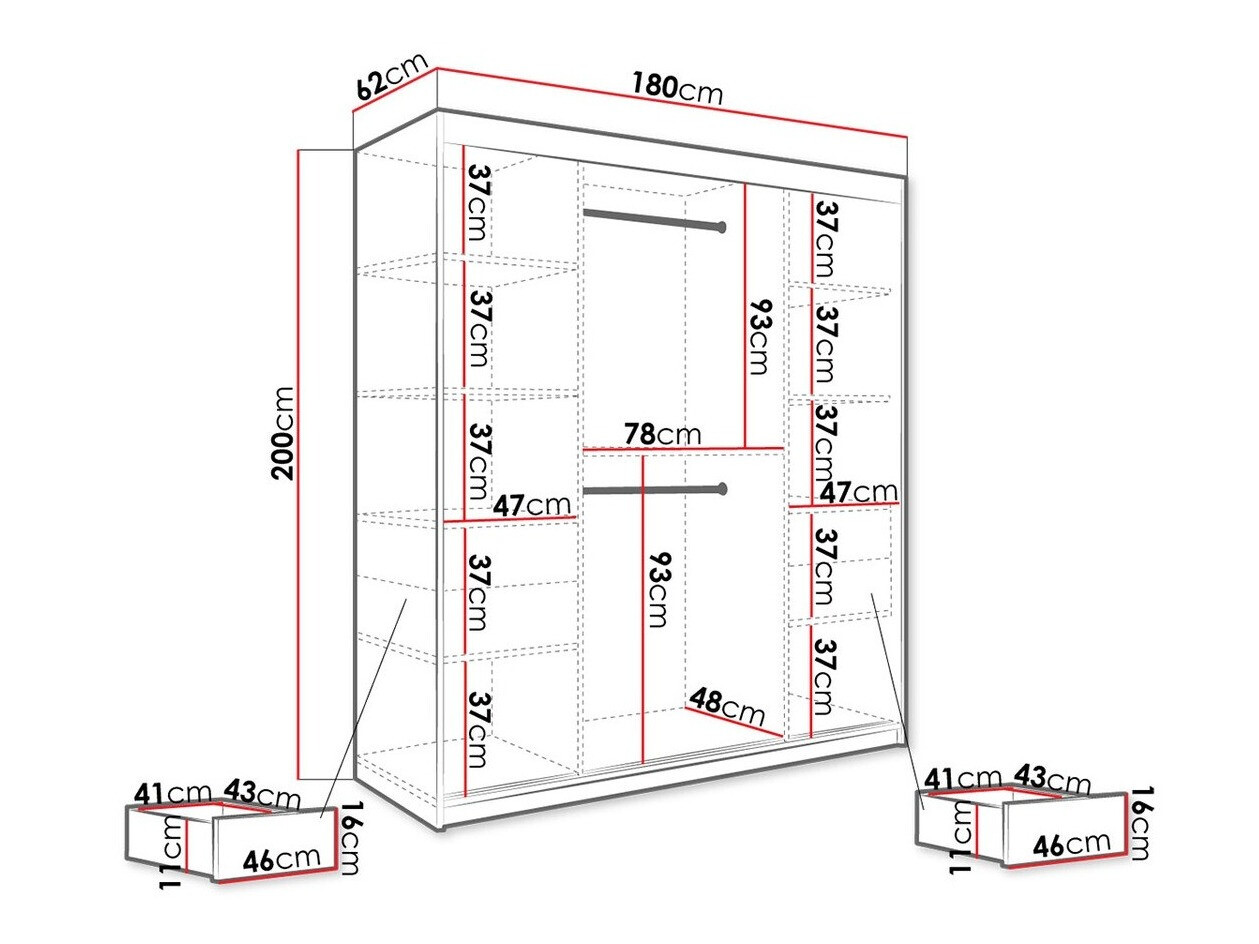 Riidekapp Hartford 261 (Matt must + Must marmor)