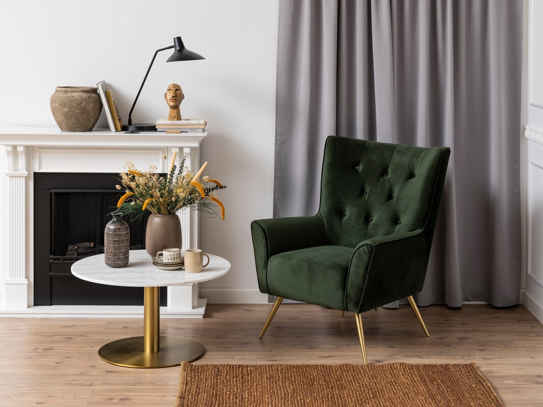 Diivanilaud Norsica 425 (Kuldne + Valge marmor)