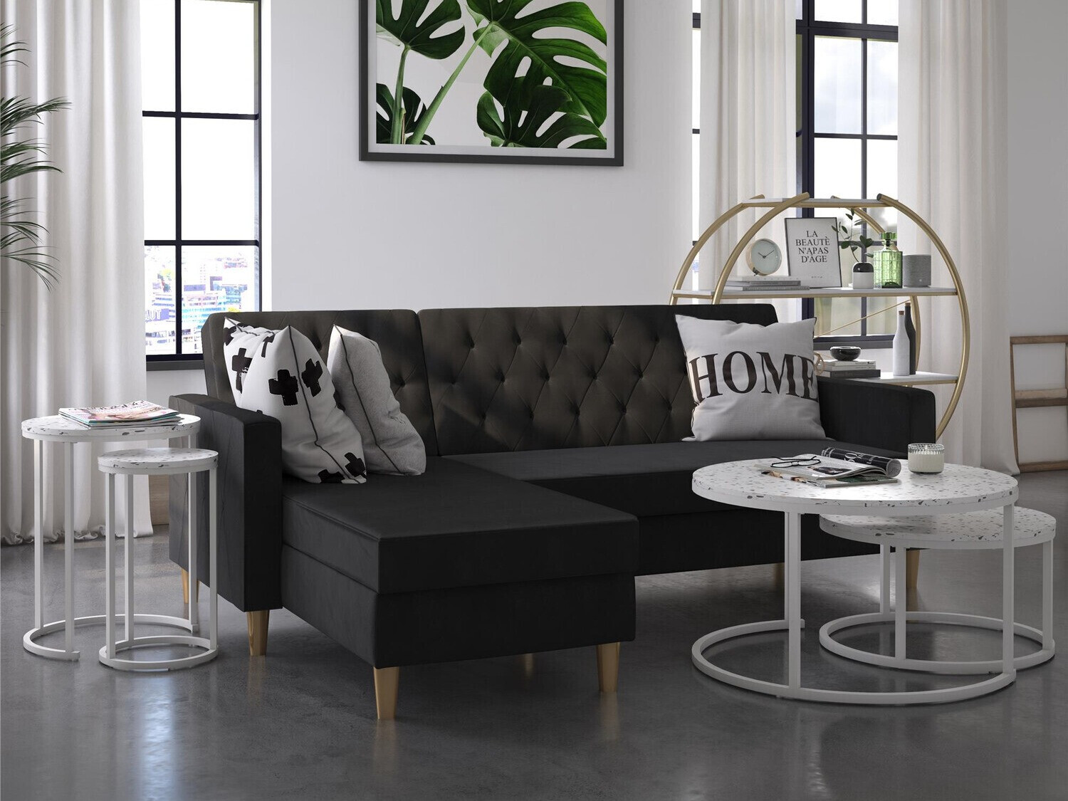 Kõrvallaudade komplekt CosmoLiving by Cosmopolitan 121 (Terazzo + Valge)