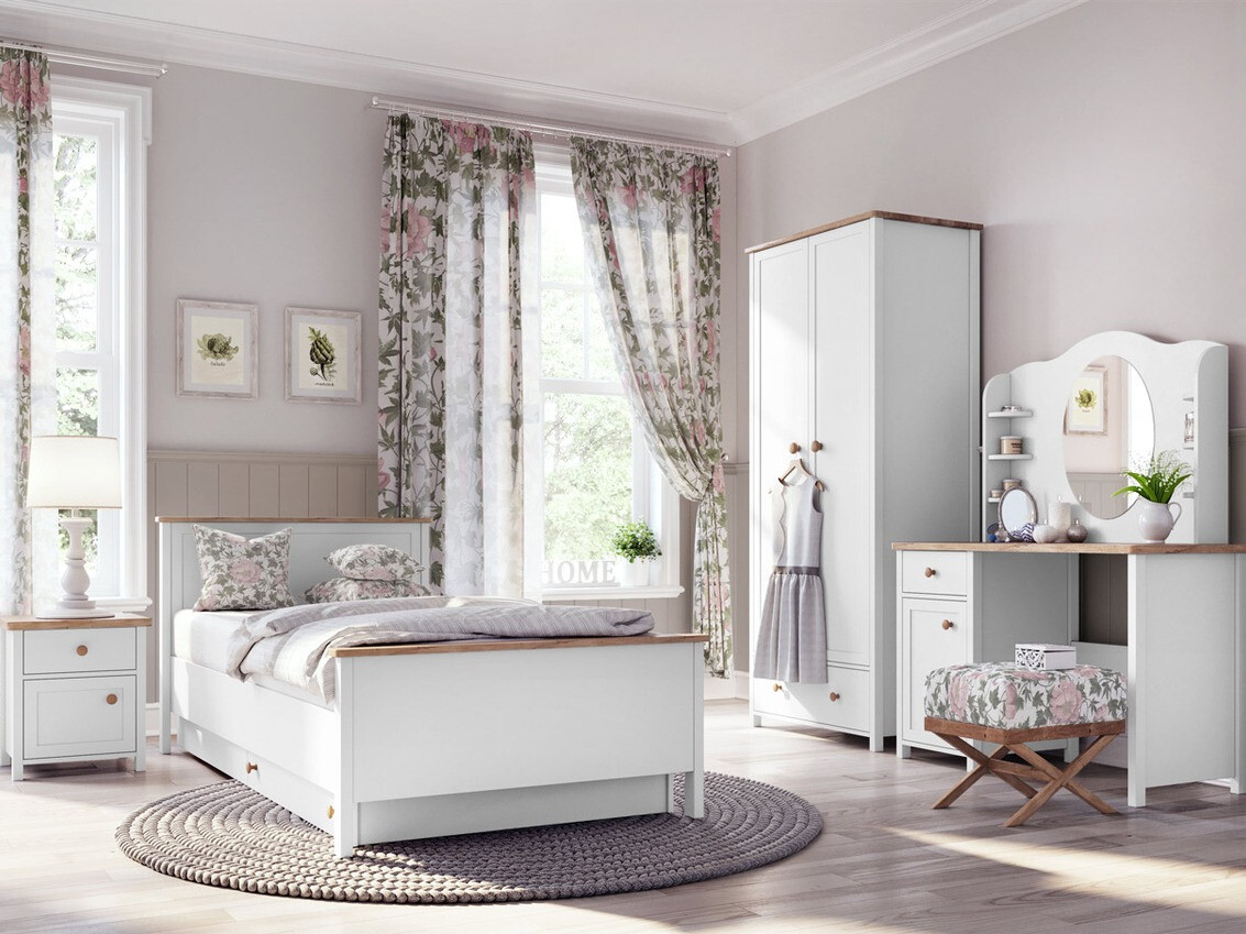 Riidekapp Romelbo 145 (Valge + Tamm)