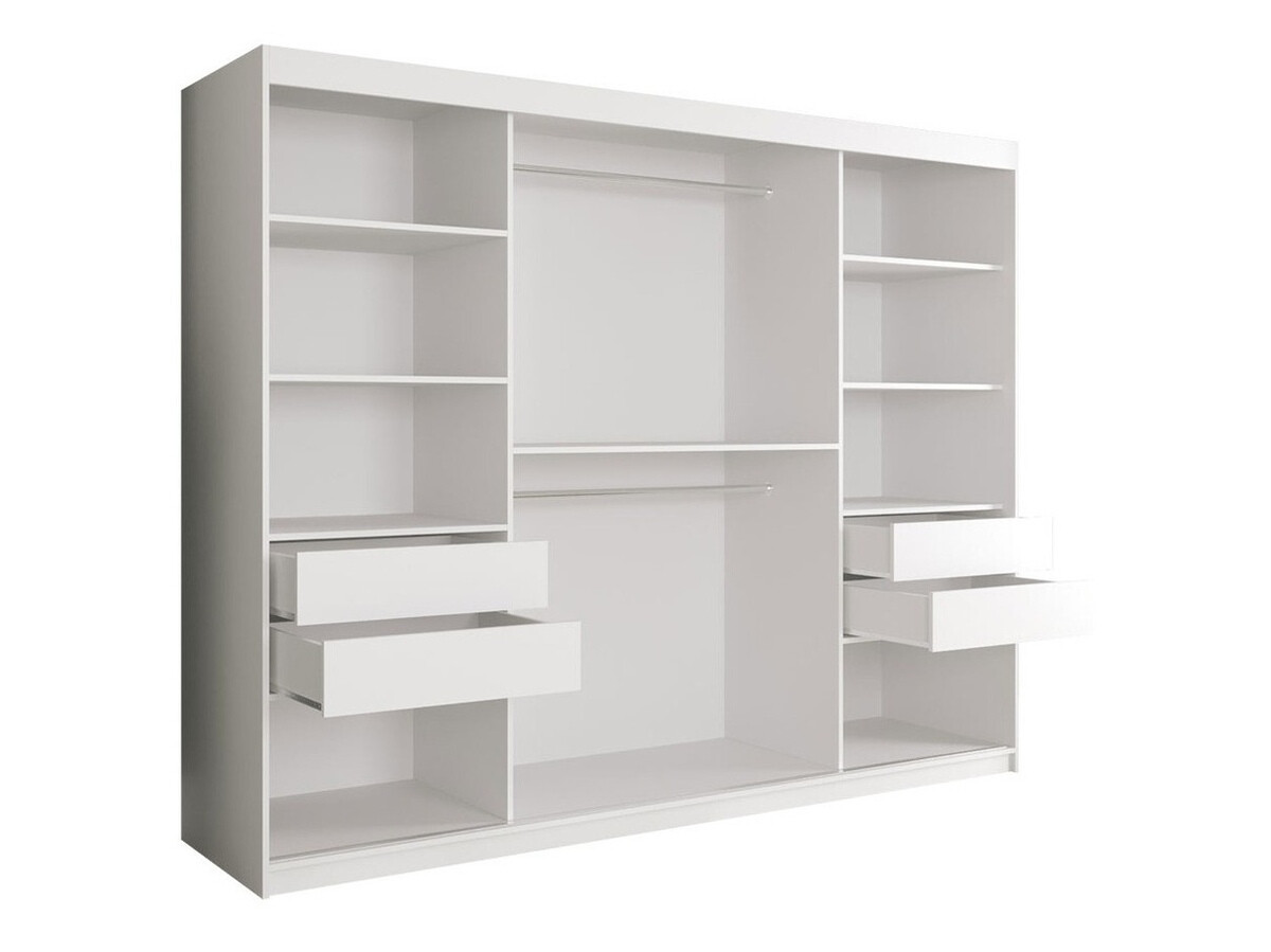 Riidekapp Hartford 263 (Matt valge + Valge marmor)