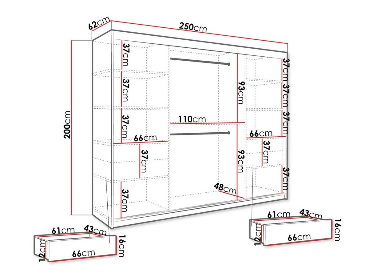 Riidekapp Hartford 263 (Matt valge + Valge marmor)