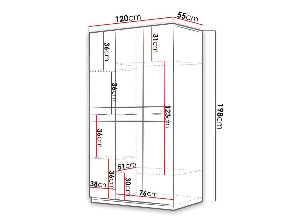 Riidekapp Campus (Valge + Läikiv valge)