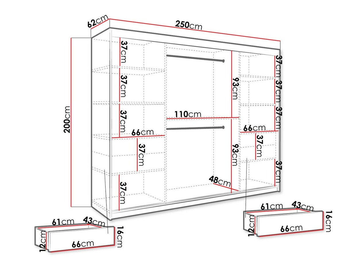Riidekapp Hartford 245 (Matt must + Must marmor)
