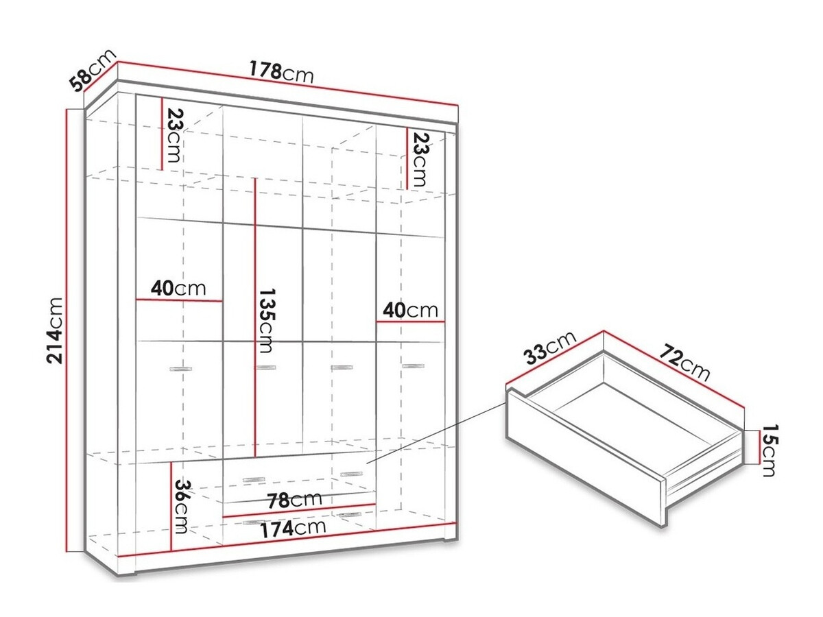 Riidekapp Serfeno 116 (Käsitöö valge)