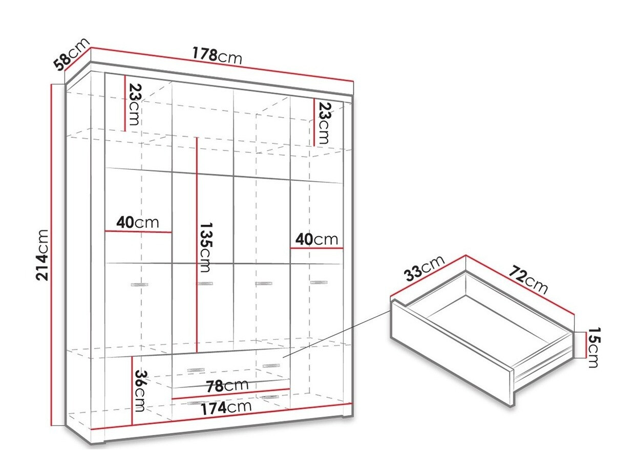 Riidekapp Serfeno 116 (Tume tuhk)
