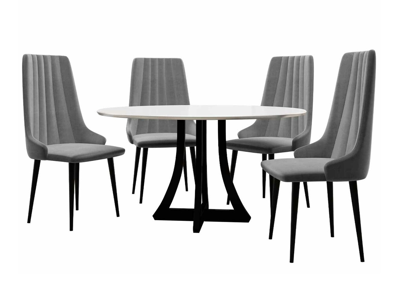 Söögitoakomplekt Racine 135 (Läikiv must + Läikiv valge)