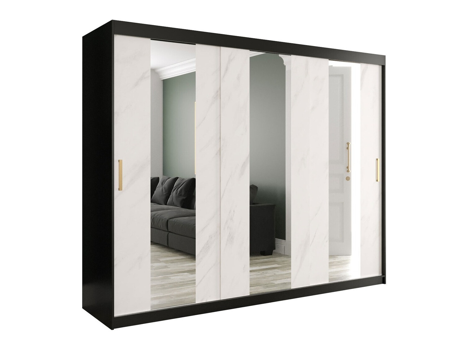 Riidekapp Hartford 245 (Matt must + Valge marmor)