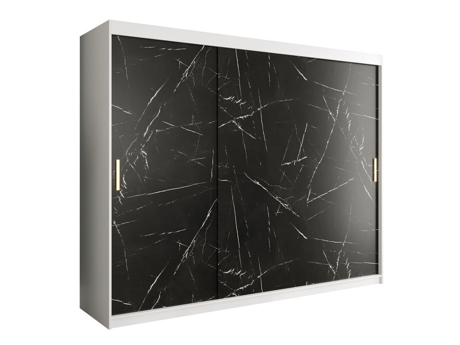 Riidekapp Hartford 251 (Matt valge + Must marmor)