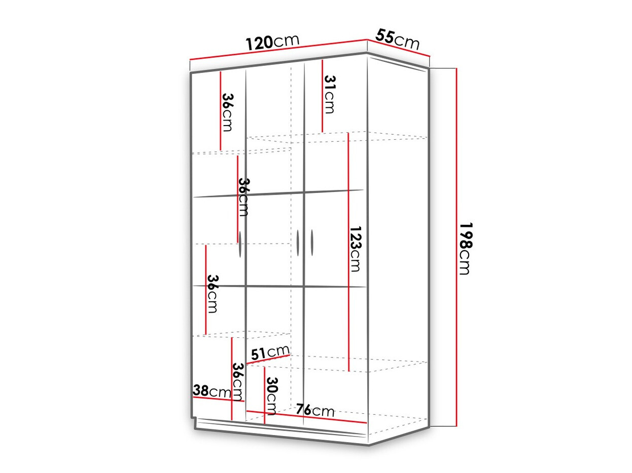 Riidekapp Campus I (Valge + Läikiv valge)