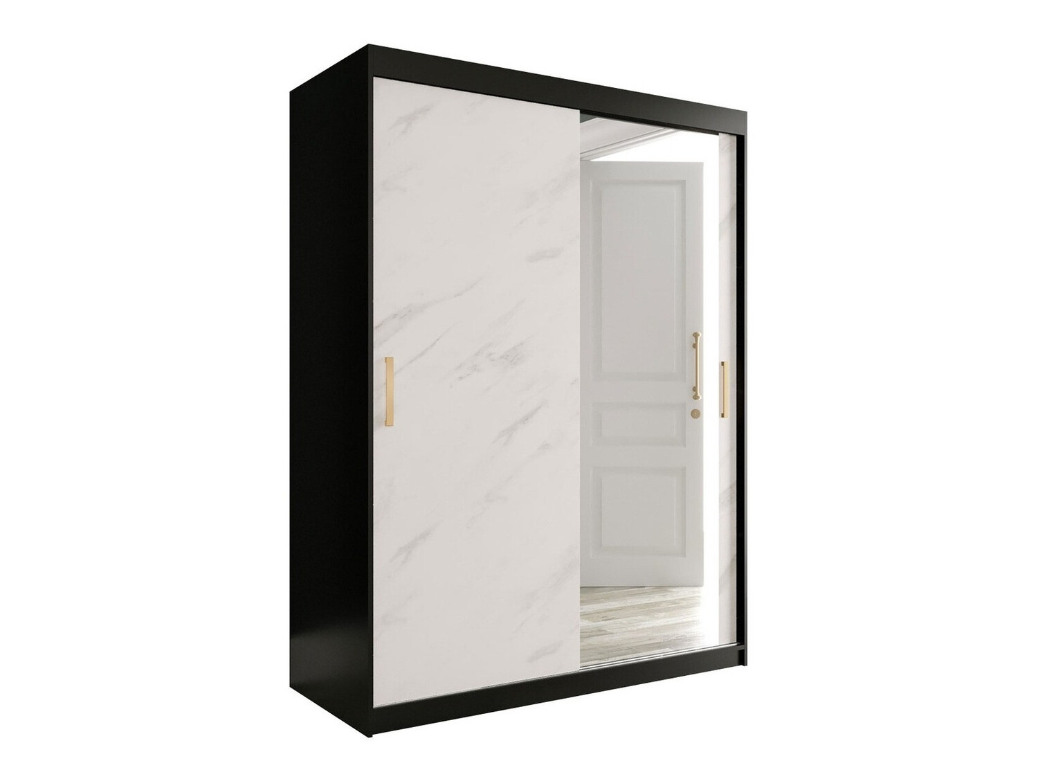 Riidekapp Hartford 260 (Matt must + Valge marmor)