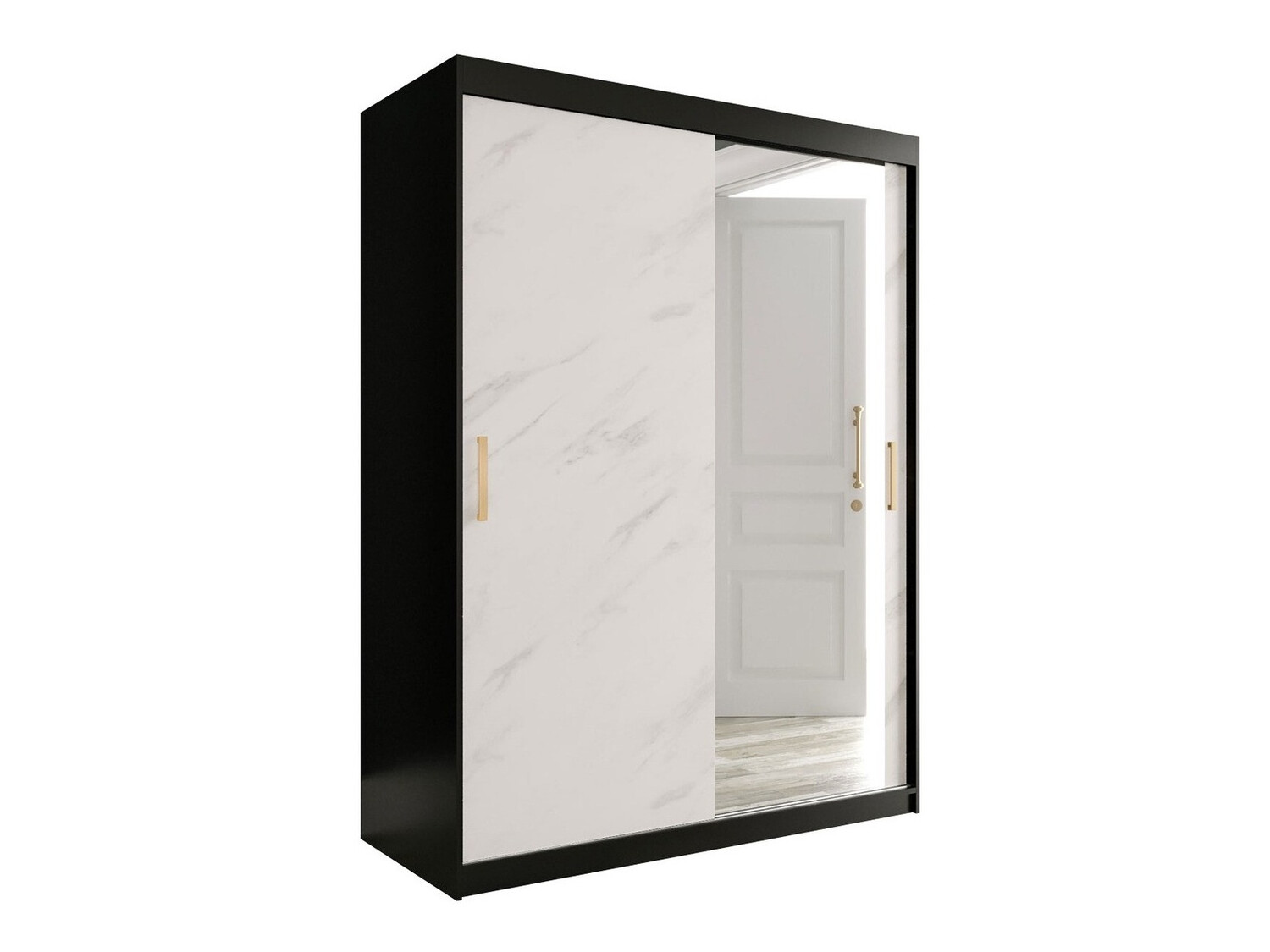 Riidekapp Hartford 260 (Matt must + Valge marmor)