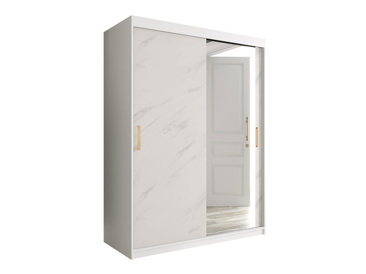 Riidekapp Hartford 260 (Matt valge + Valge marmor)