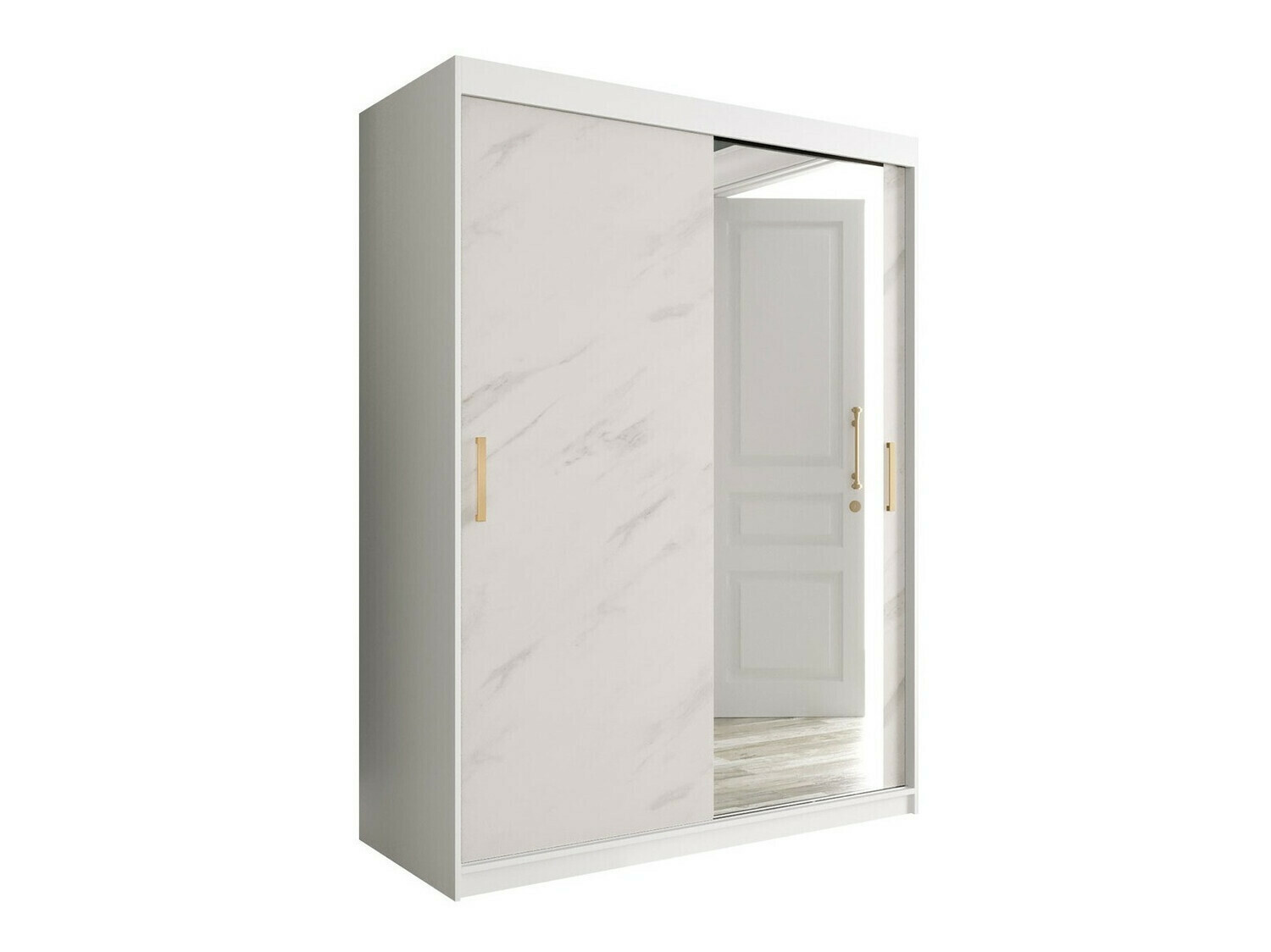 Riidekapp Hartford 260 (Matt valge + Valge marmor)