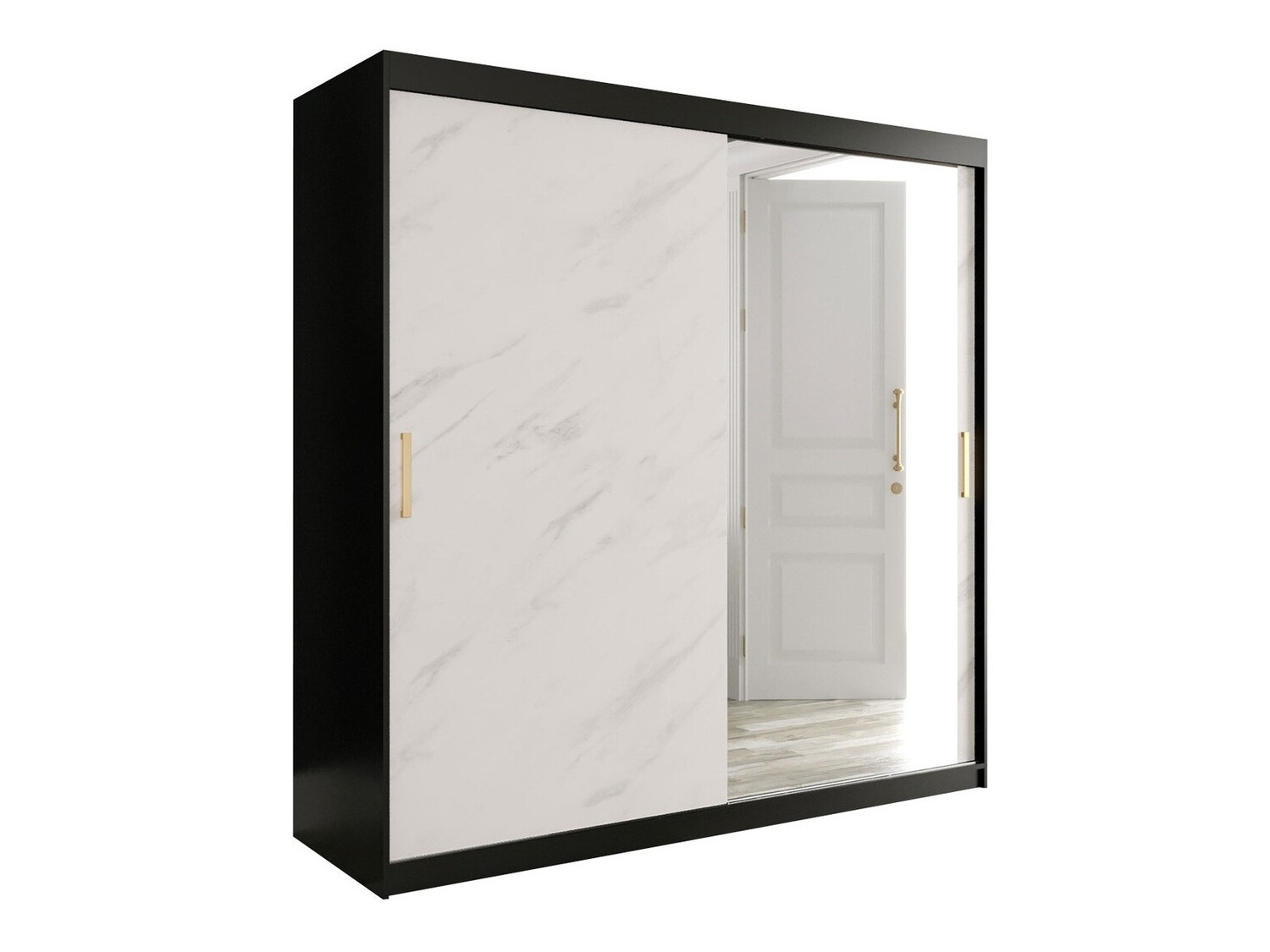 Riidekapp Hartford 262 (Matt must + Valge marmor)