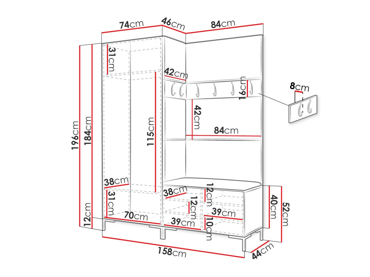 Esikukomplekt Nomal I (Valge)
