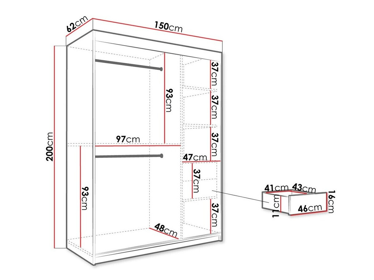 Riidekapp Hartford 248 (Matt must + Must marmor)