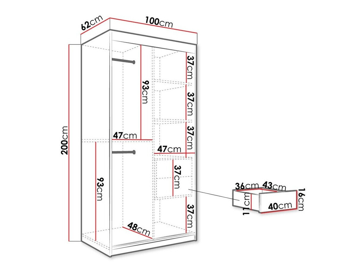 Riidekapp Hartford 252 (Matt must + Must marmor)