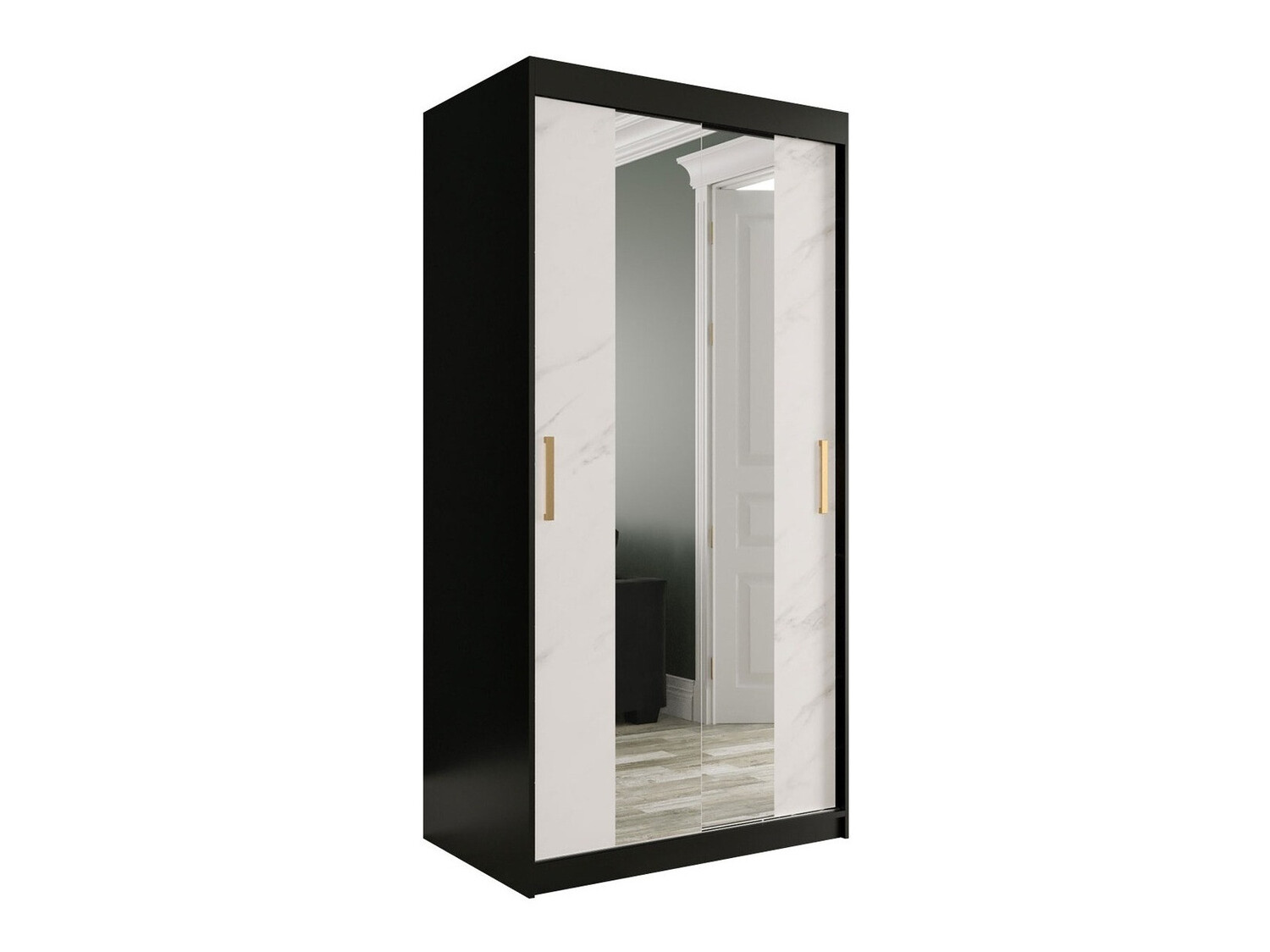 Riidekapp Hartford 252 (Matt must + Valge marmor)