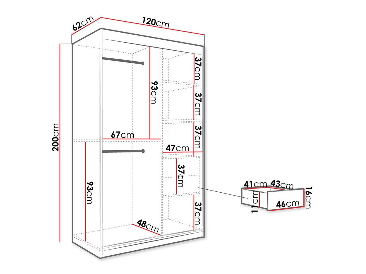 Riidekapp Hartford 253 (Matt must + Must marmor)