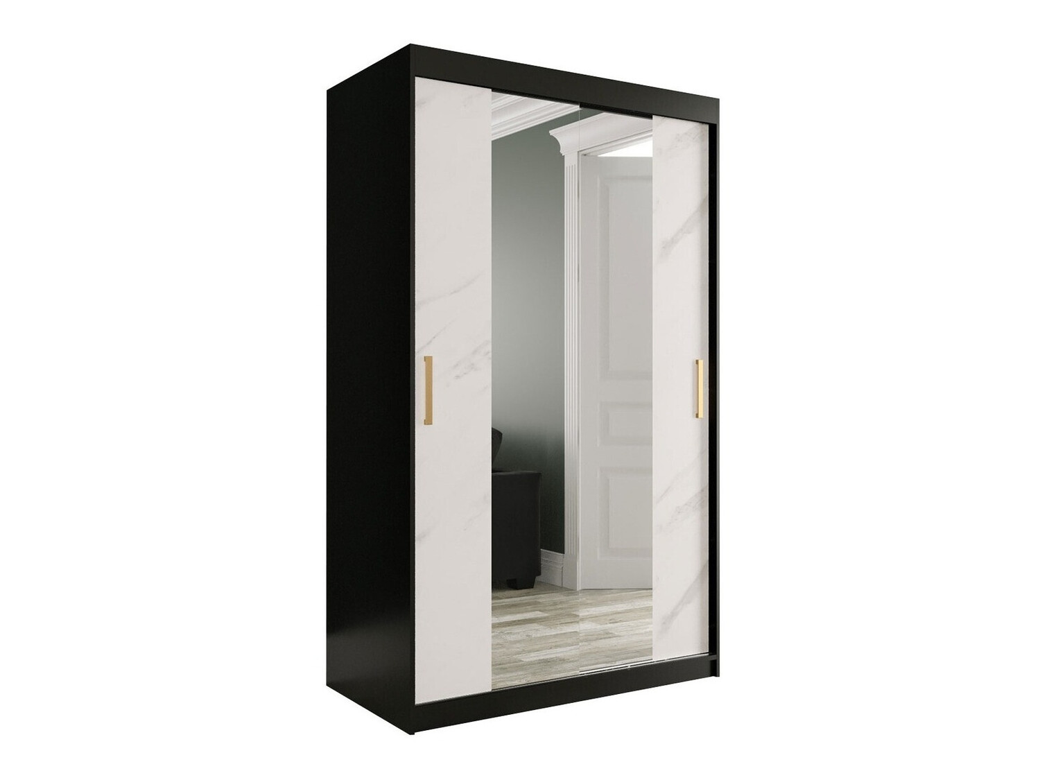 Riidekapp Hartford 253 (Matt must + Valge marmor)