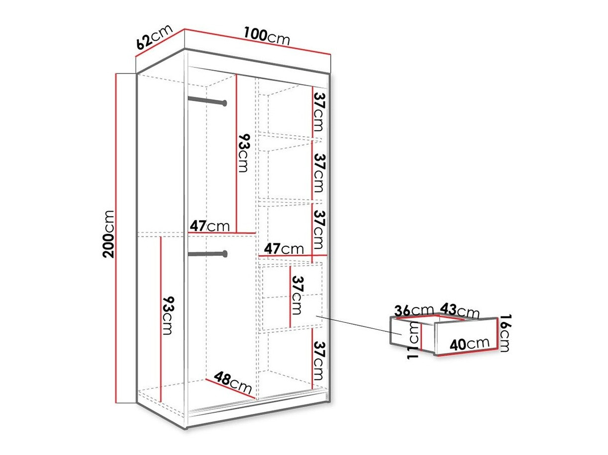 Riidekapp Hartford 258 (Matt must + Must marmor)