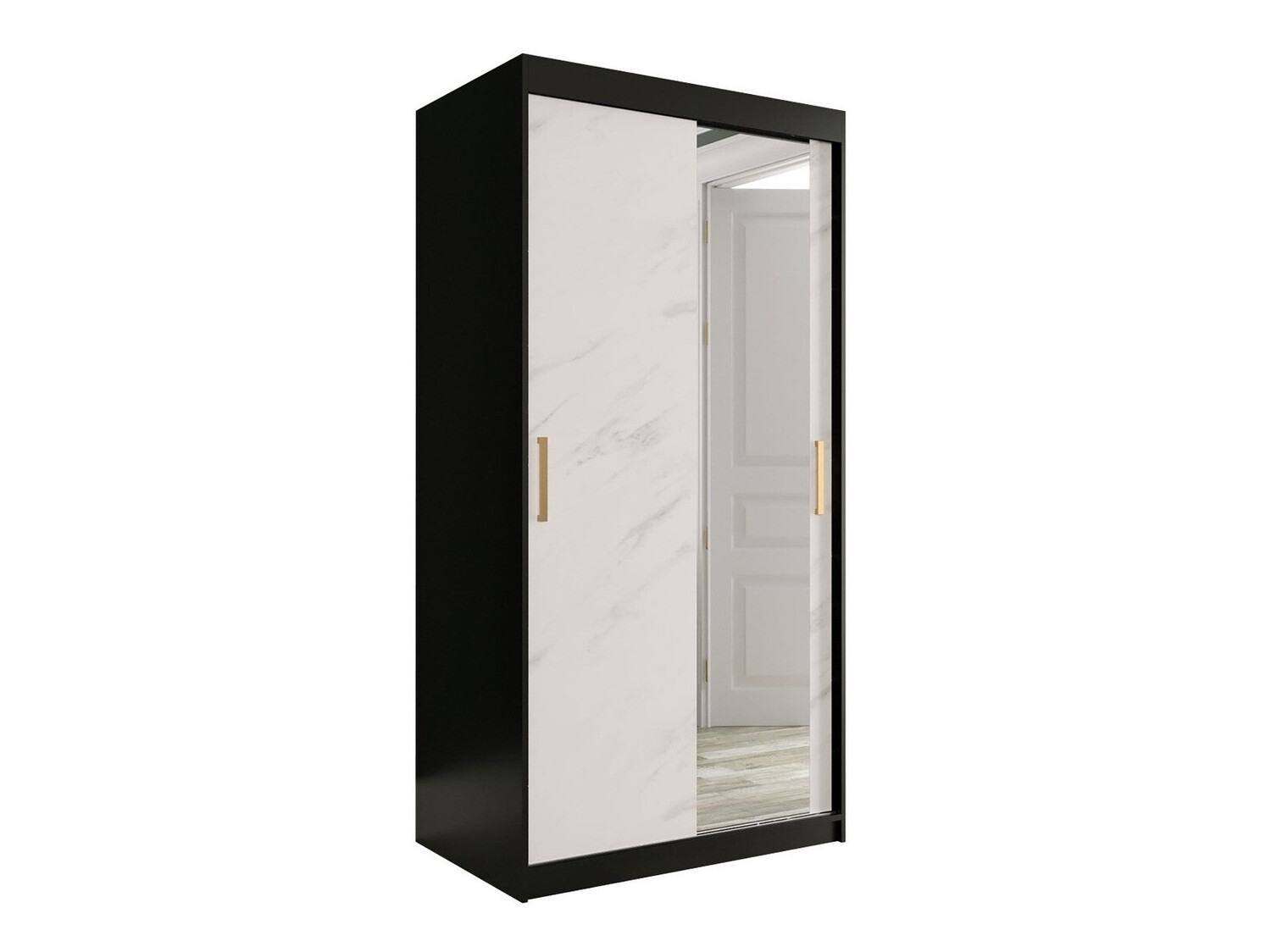 Riidekapp Hartford 258 (Matt must + Valge marmor)