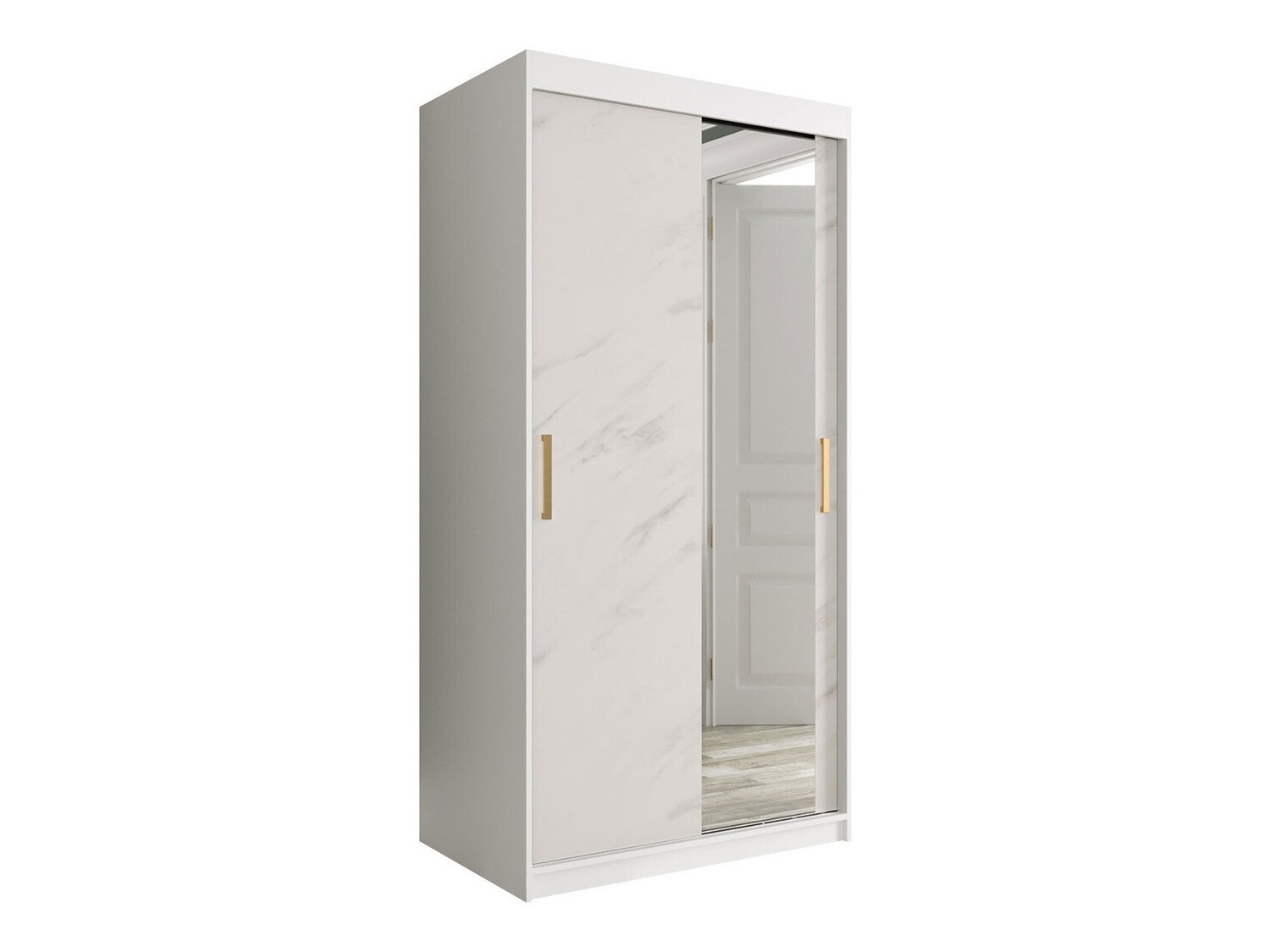 Riidekapp Hartford 258 (Matt valge + Valge marmor)