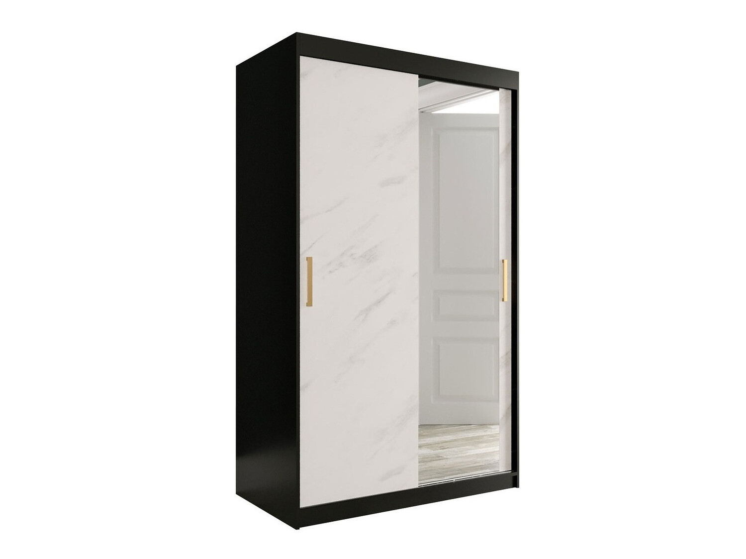 Riidekapp Hartford 259 (Matt must + Valge marmor)