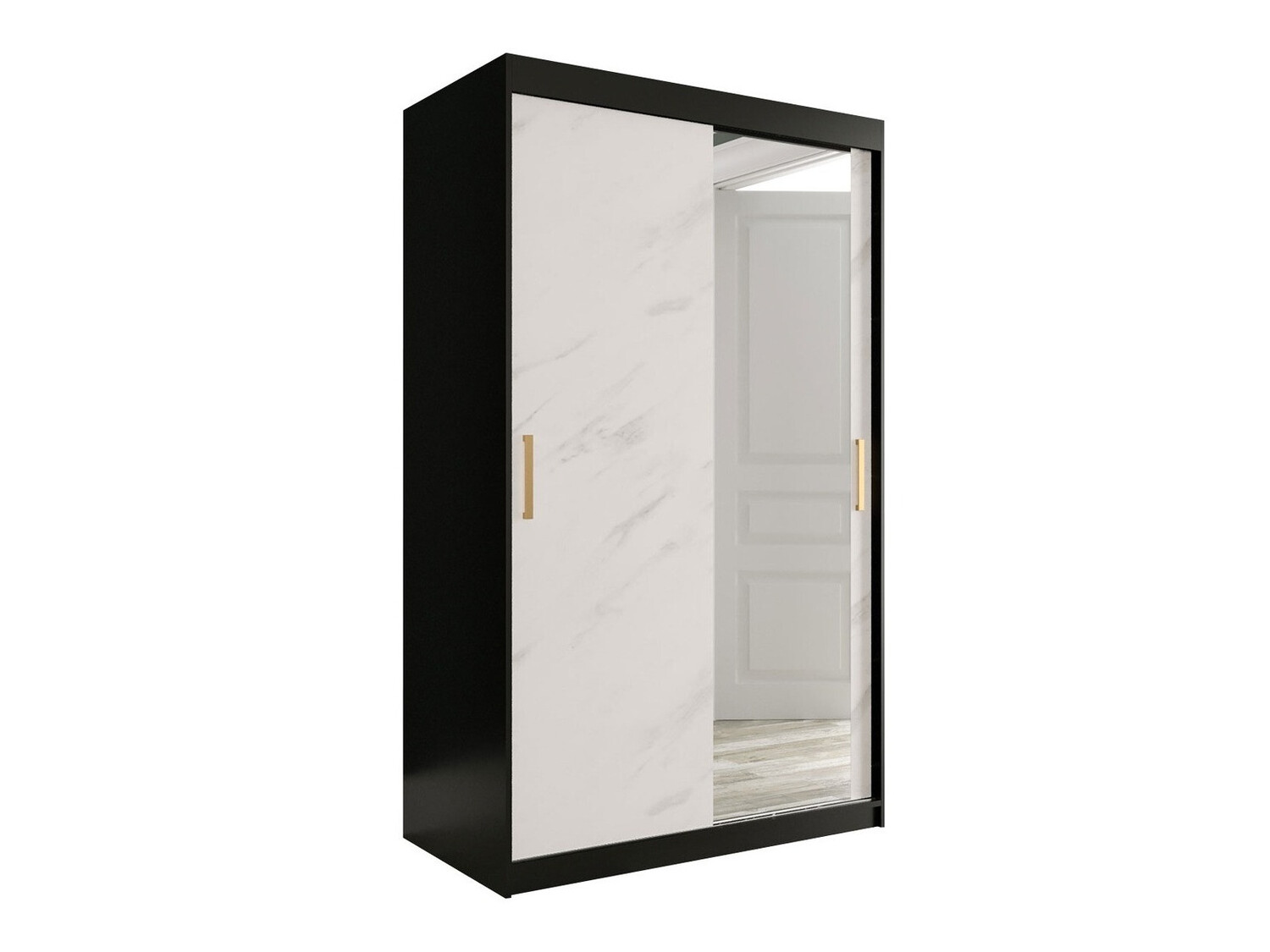 Riidekapp Hartford 259 (Matt must + Valge marmor)