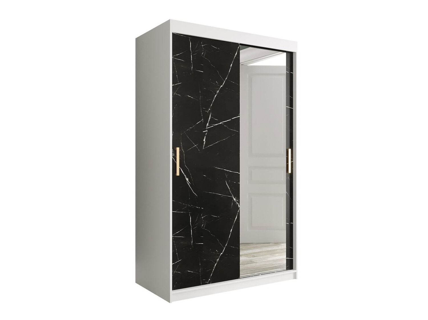 Riidekapp Hartford 259 (Matt valge + Must marmor)