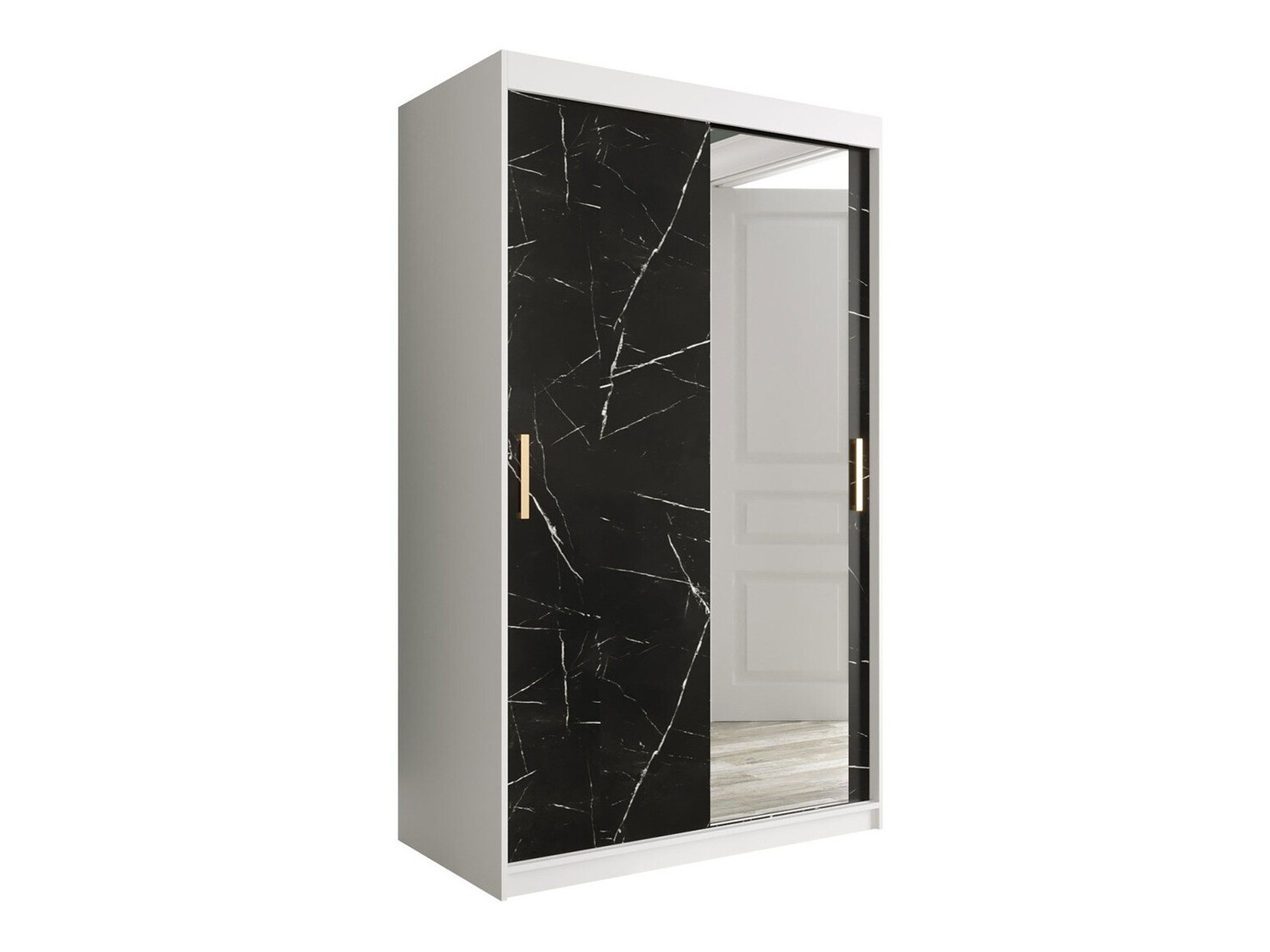 Riidekapp Hartford 259 (Matt valge + Must marmor)