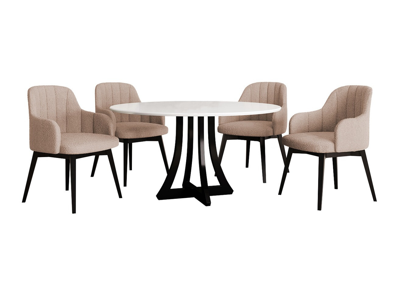 Söögitoakomplekt Racine 128 (Läikiv valge + Läikiv must)