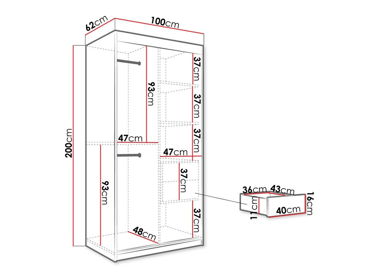 Riidekapp Hartford 240 (Matt must + Must marmor)
