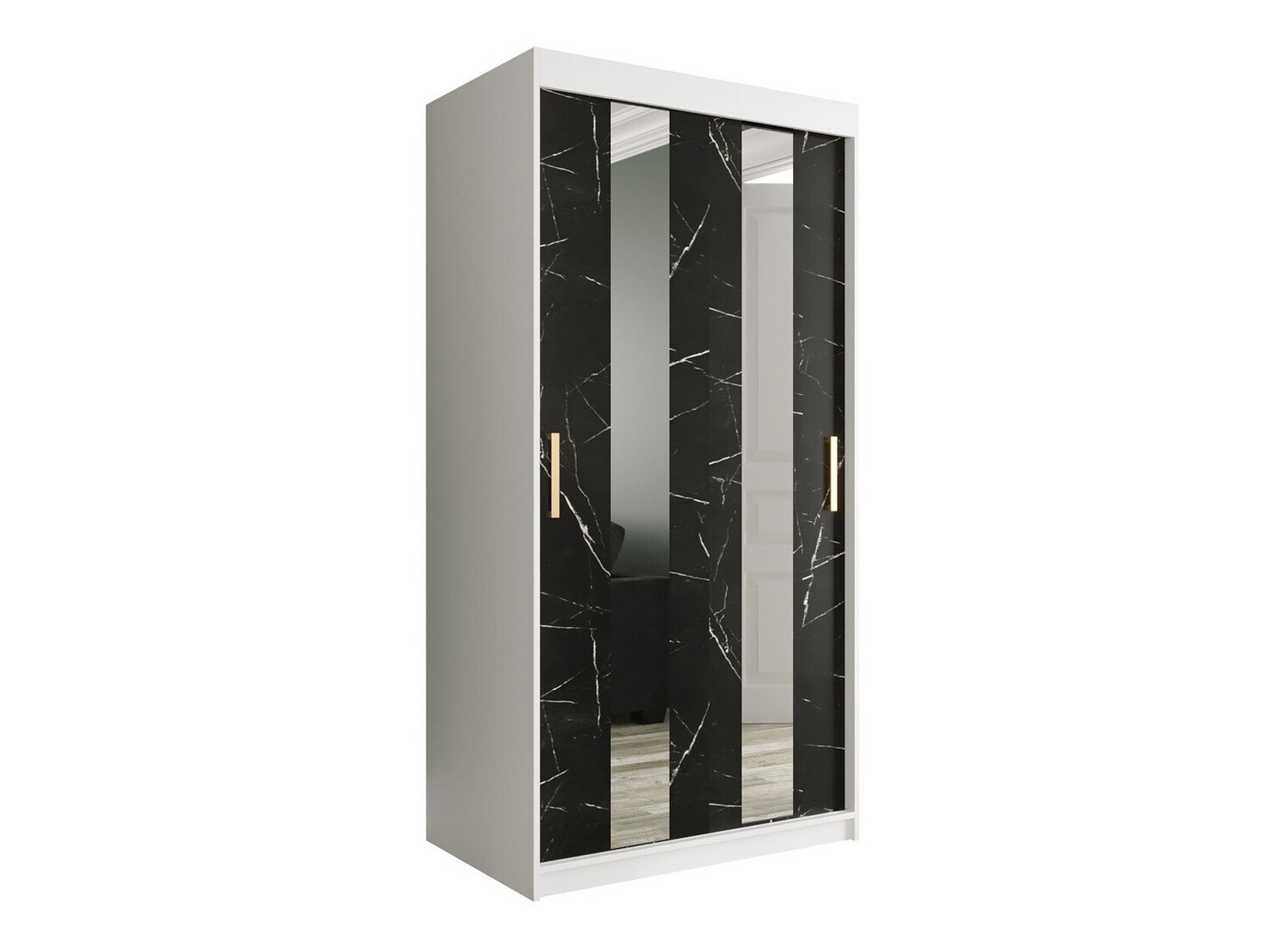 Riidekapp Hartford 240 (Matt valge + Must marmor)