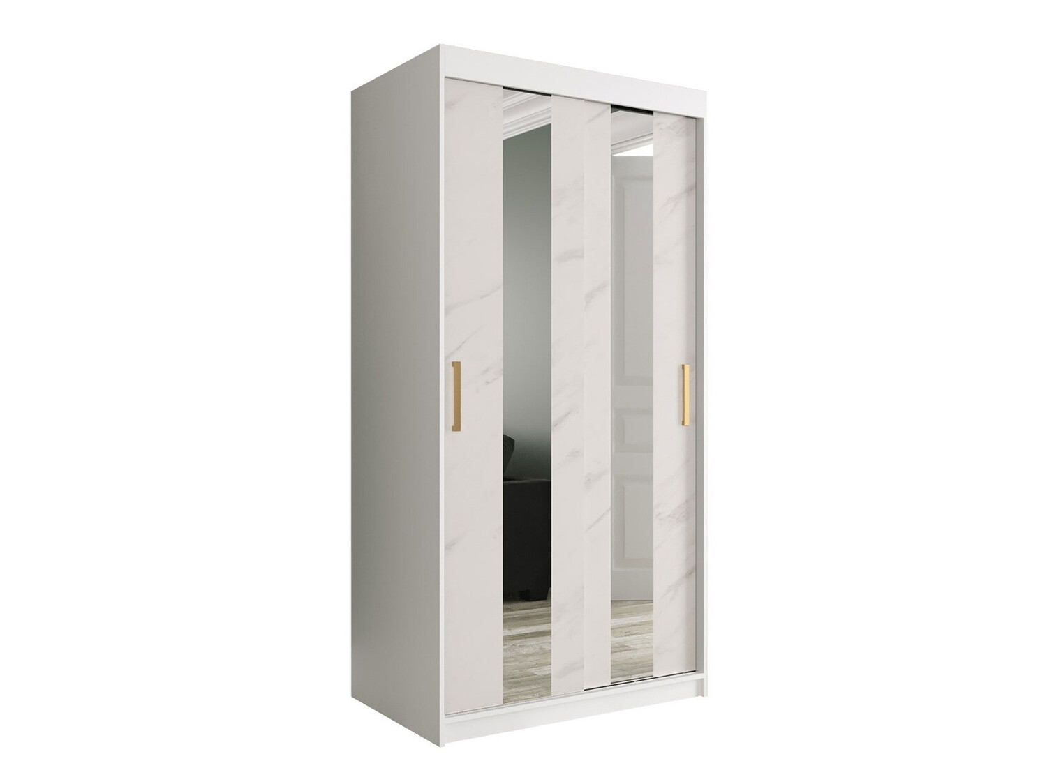 Riidekapp Hartford 240 (Matt valge + Valge marmor)