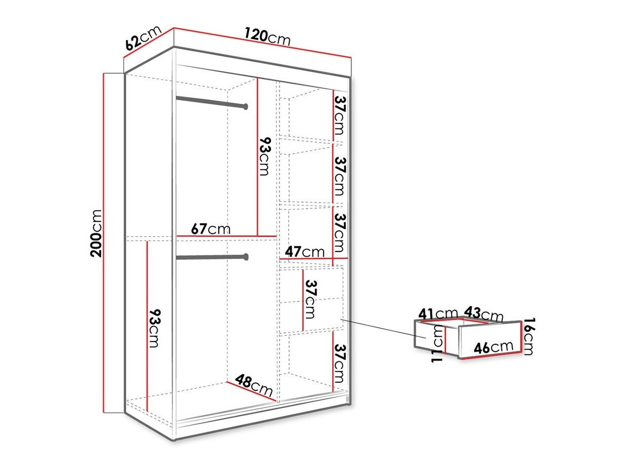 Riidekapp Hartford 241 (Matt must + Must marmor)