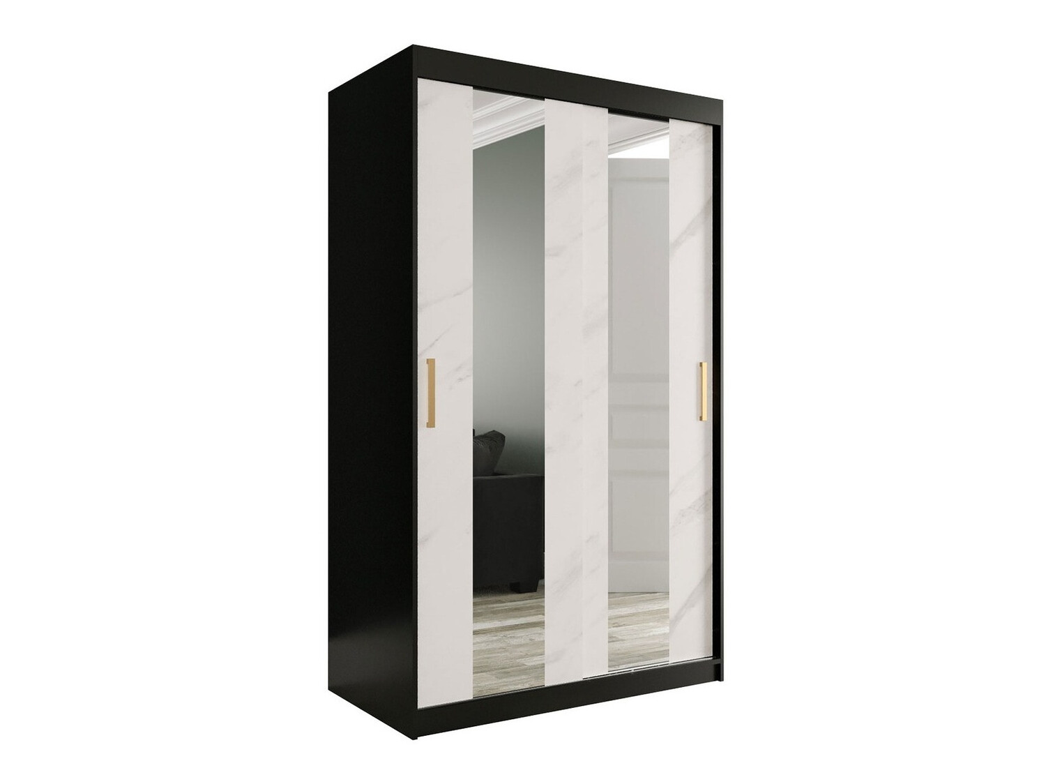 Riidekapp Hartford 241 (Matt must + Valge marmor)