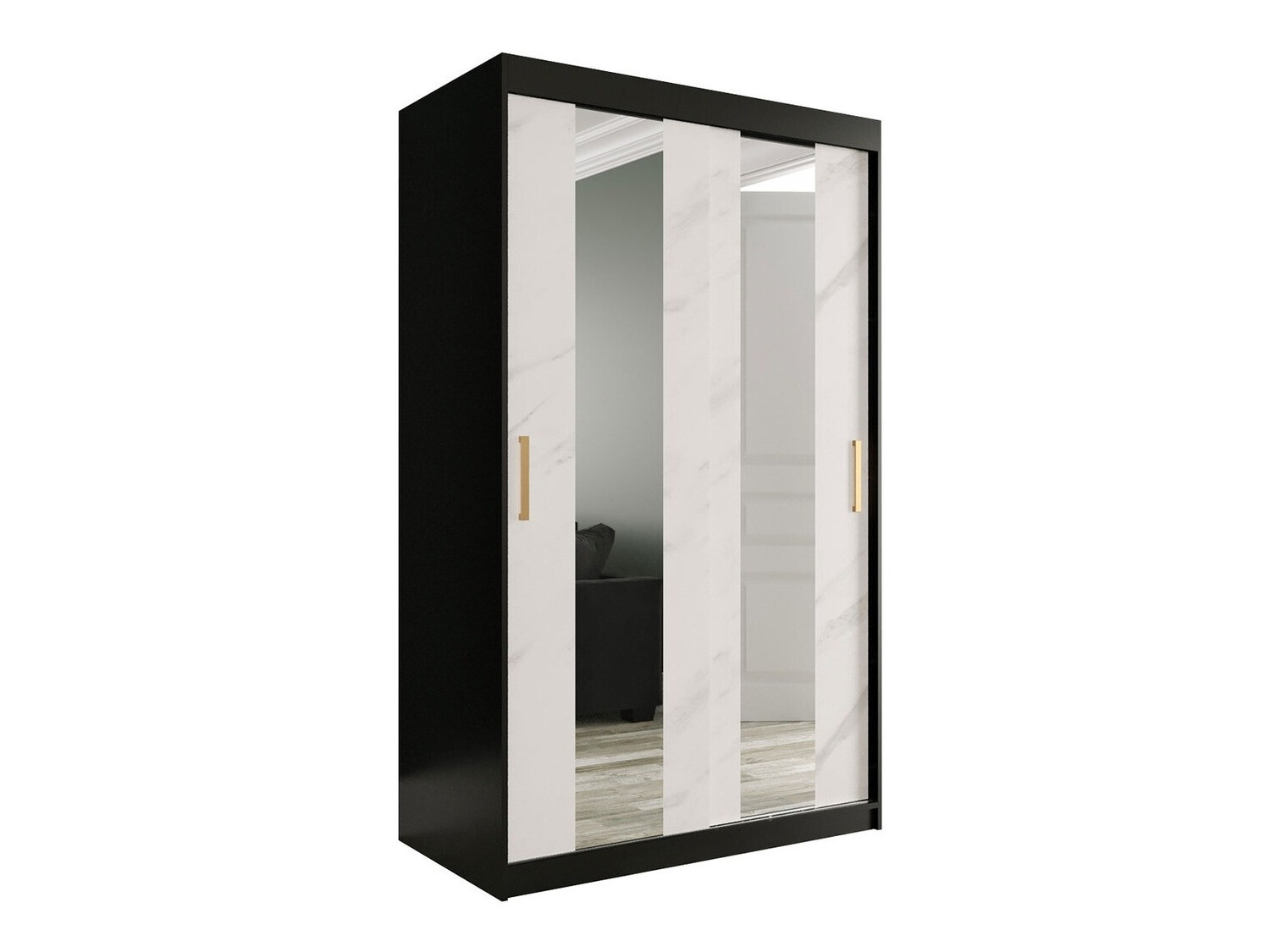 Riidekapp Hartford 241 (Matt must + Valge marmor)