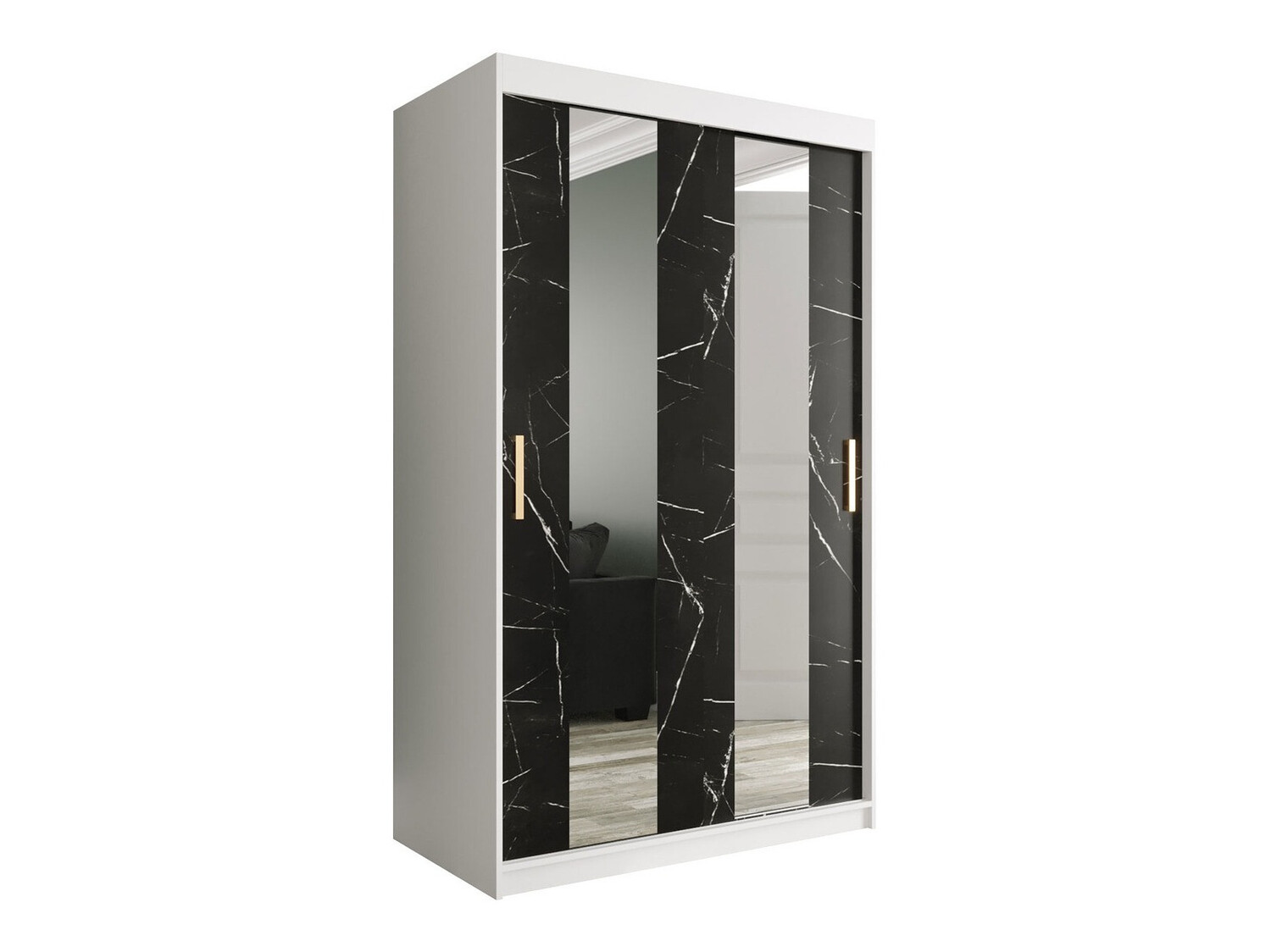 Riidekapp Hartford 241 (Matt valge + Must marmor)