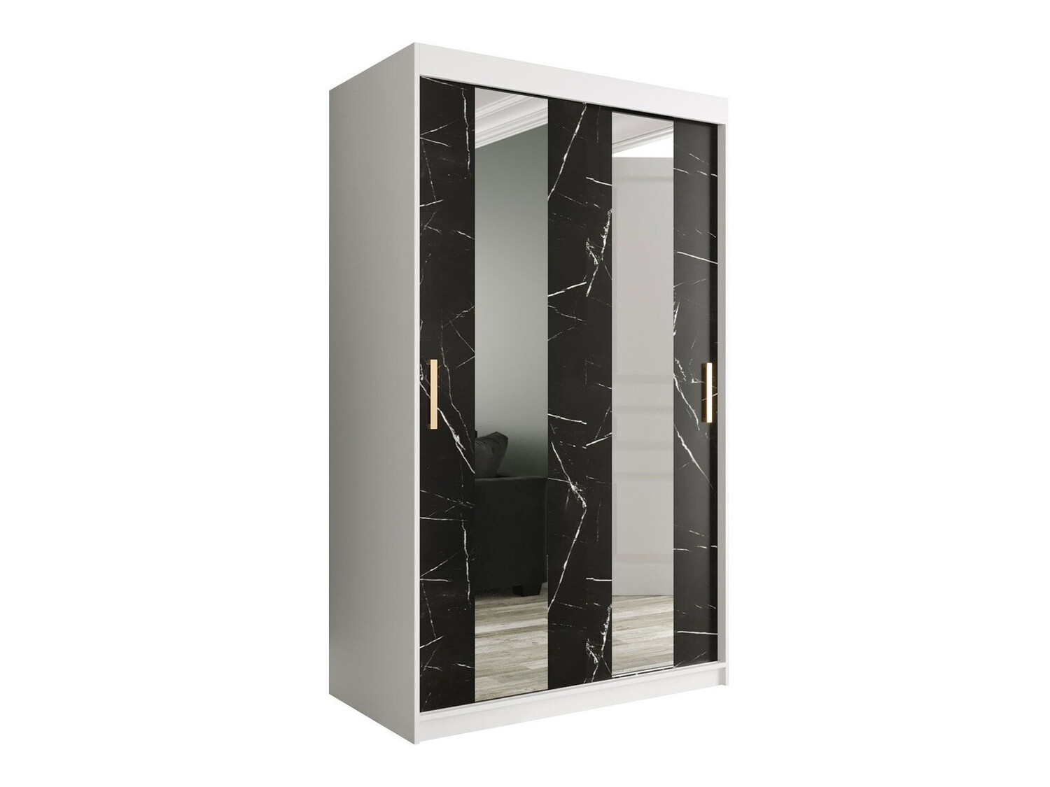 Riidekapp Hartford 241 (Matt valge + Must marmor)