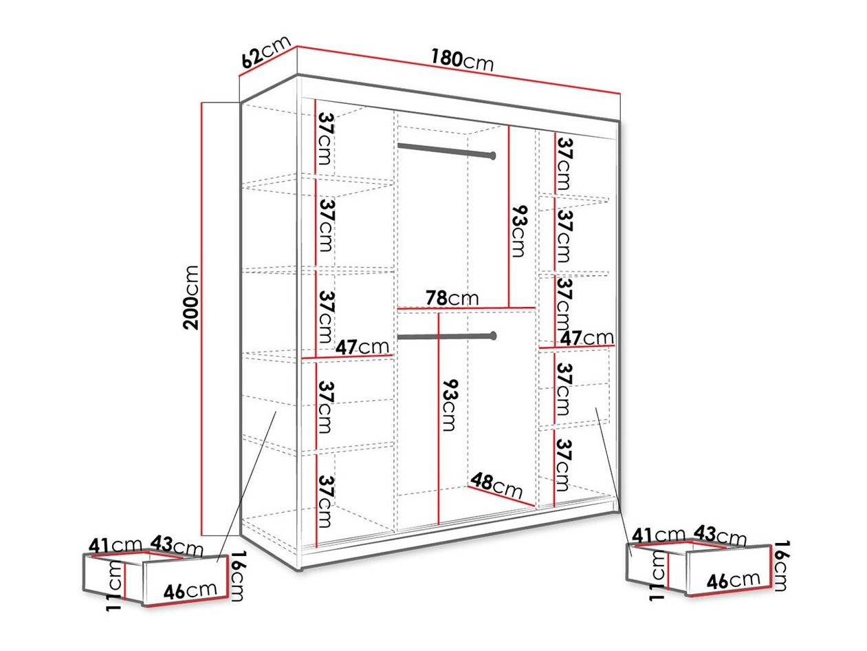 Riidekapp Hartford 243 (Matt must + Must marmor)