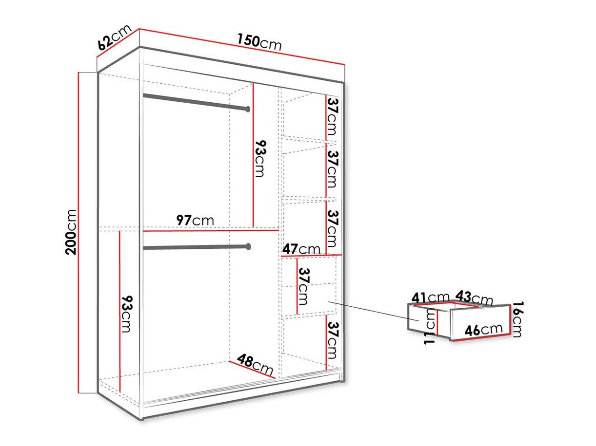 Riidekapp Hartford 242 (Matt must + Must marmor)