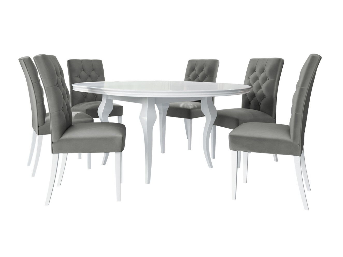 Söögitoakomplekt Racine 129 (Läikiv valge + Magic Velvet 2217)