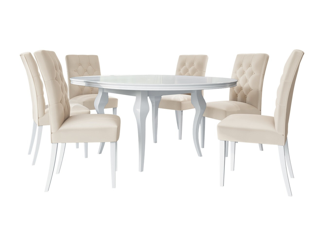 Söögitoakomplekt Racine 129 (Läikiv valge + Magic Velvet 2250)