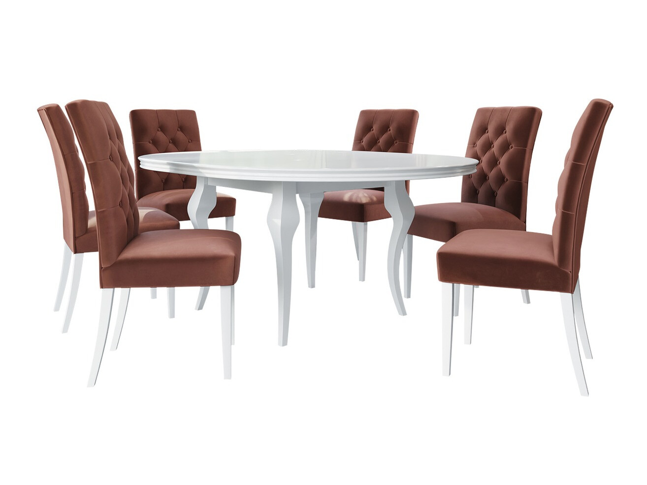 Söögitoakomplekt Racine 129 (Läikiv valge + Magic Velvet 2258)